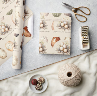 Papel De Presente Beige Pastel Easter Eggs Family Name