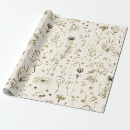 Papel De Presente Beige Selvagens Botânicas Elegante