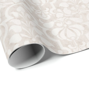 Papel De Presente Beige Vintage Victorian Damask Seamless Patterno