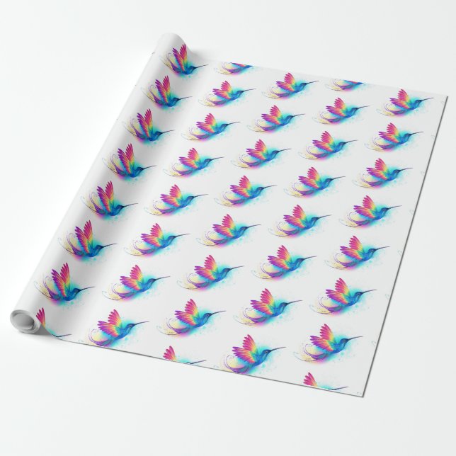 Papel De Presente Beija-flor Arco-íris Exótico (Desenrolado)