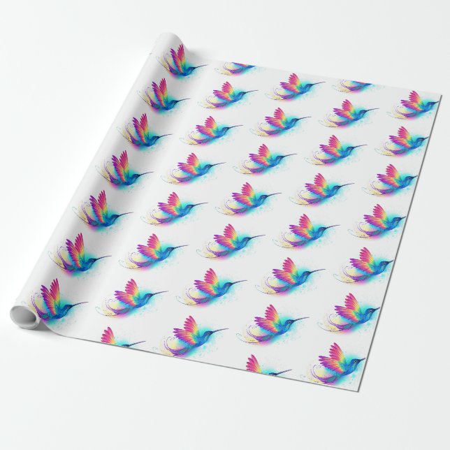 Papel De Presente Beija-flor Arco-íris Exótico (Desenrolado)