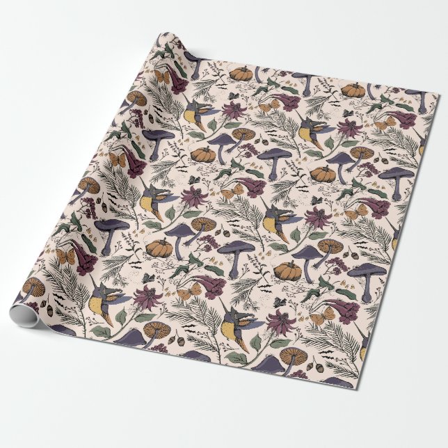 Papel de Presente Beija-flor Enfeitiçado Creme (Desenrolado)