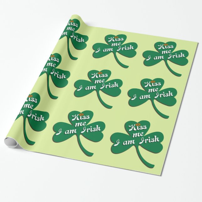 Papel De Presente Beija-me Eu sou Irlandês (Desenrolado)