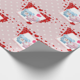 Papel De Presente Beijar carrega com corações vermelhos do amor to