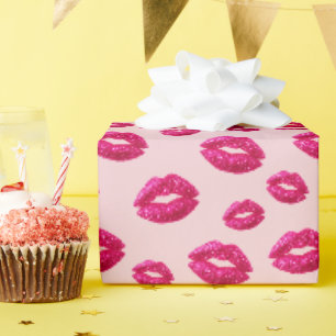 Papel De Presente Beijo de Lábios com Brilho Glam