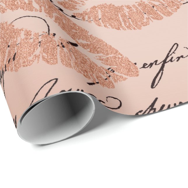 Papel De Presente Beijo Lábios Makeup Blush Espessura Letra Dourada  (Ponta do rolo)
