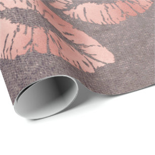 Papel De Presente Beijo Lábios Maquiagem Cor-de-rosa Rosa Dourada Pú