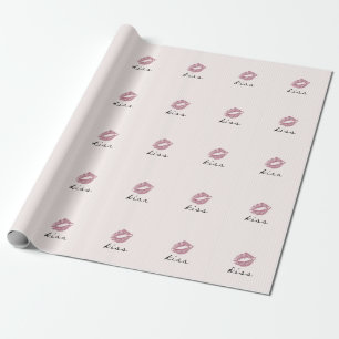 Papel De Presente Beijo Rosa de Trendência legal