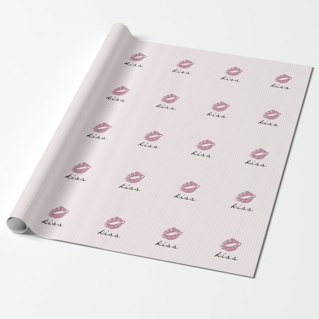 Papel De Presente Beijo Rosa de Trendência legal (Desenrolado)