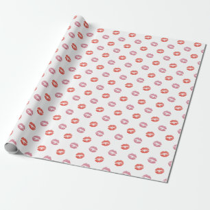 Papel De Presente Beijos de batom vermelho e rosa