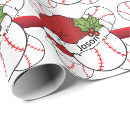 Papel De Presente Beisebol de Natal do Santa Hat | DIY Name