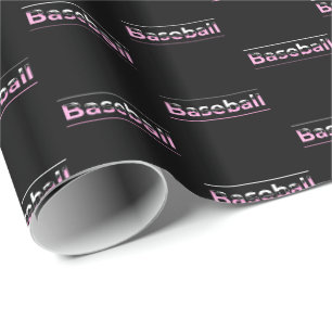 Papel De Presente Beisebol Feminino - Tipografia Geométrica Rosa