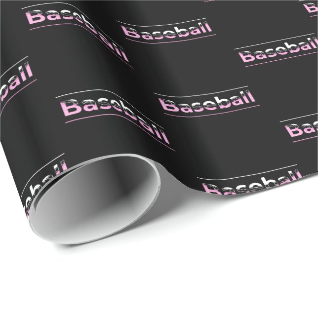 Papel De Presente Beisebol Feminino - Tipografia Geométrica Rosa (Ponta do rolo)