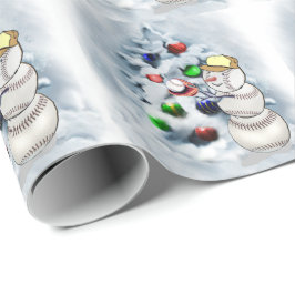 Papel De Presente Beisebol Snowman Natal