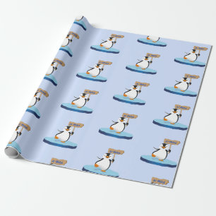 Papel De Presente Bela animação Engraçada Pinguim Feliz Natal