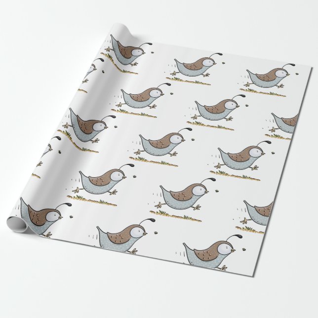 Papel De Presente Bela caricatura de codorniz californiano (Desenrolado)