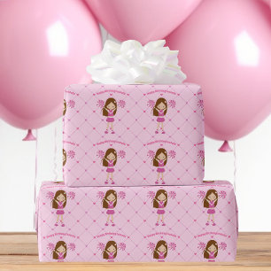 Papel De Presente Bela Cheerleader Personalizada Rapariga Rosa Anive
