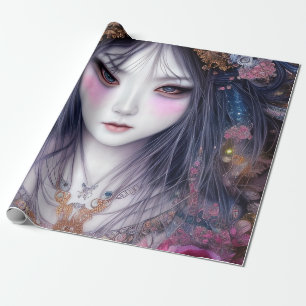 Papel De Presente Bela garota japonesa fantasia gótica triptych