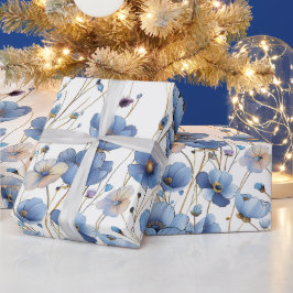 Papel De Presente Bela pequena flor silvestre azul