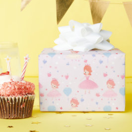 Papel De Presente Bela princesa rosa Aniversário