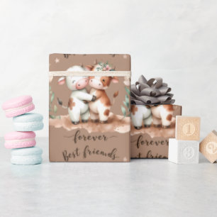 Papel De Presente Bela Vaca Melhor Amigos Abrindo Arte Floral