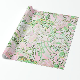 Papel De Presente Belas artes de Nouveau da arte das peônias