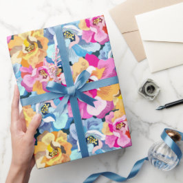 Papel De Presente Belas Flores Coloridas