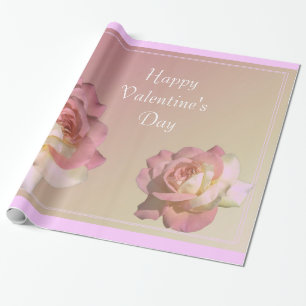 Papel De Presente belas flores de rosa cor-de-rosa feliz dia dos nam
