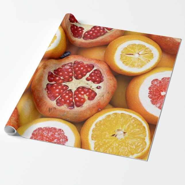 Papel De Presente Belas Frutas E Vegetais (Desenrolado)
