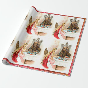 Papel De Presente Beleza A Rosa E A Besta