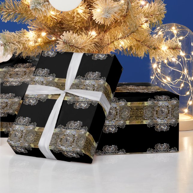 Papel De Presente Beleza brilhante do Monograma Cognac (Feriados)