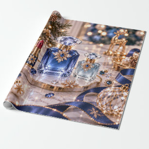 Papel De Presente Beleza de Natal Azul Safira