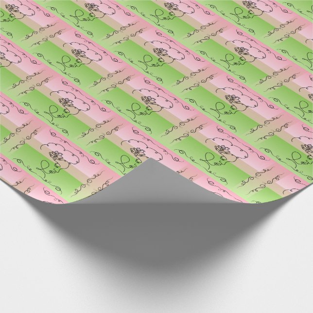 Papel De Presente Beleza Flutuante: Arte de Peony Line Enrola Roll (Ponta)