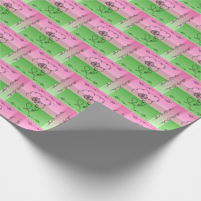 Papel De Presente Beleza Flutuante: Roselle Line Art Gift Wrap Roll (Ponta)