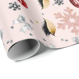 Papel De Presente Beleza Rosa Menina Maquiagem Férias Natal