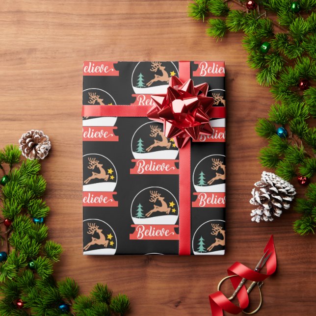 Papel De Presente Believe Snowglobe (Presente de Natal)