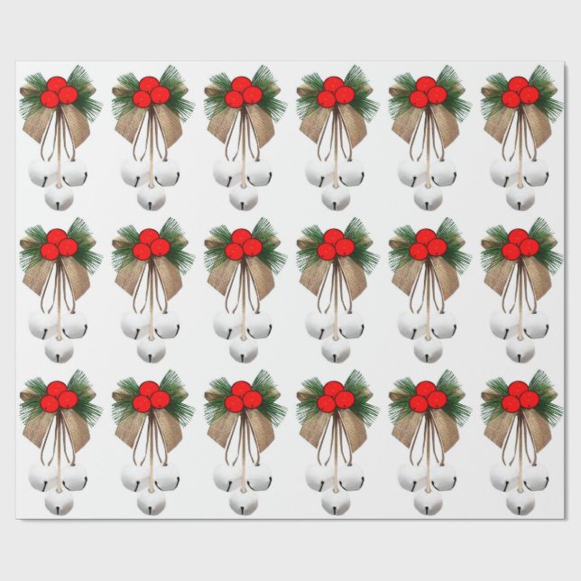 Papel De Presente Bells Brancos E Papel De Enrolamento Holly (Aberto)