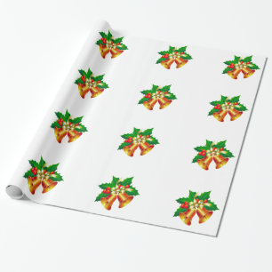 Papel De Presente Bells e Holly Wraping Paper