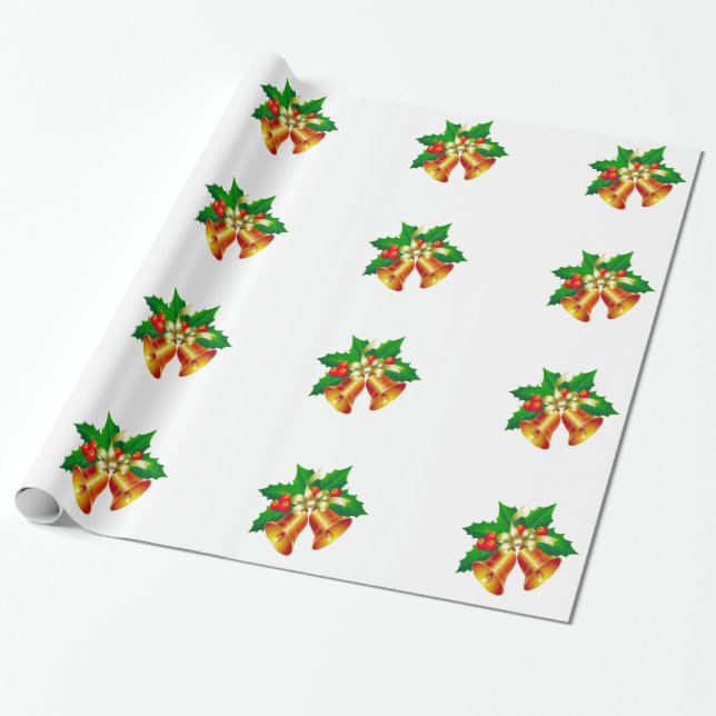 Papel De Presente Bells e Holly Wraping Paper (Desenrolado)