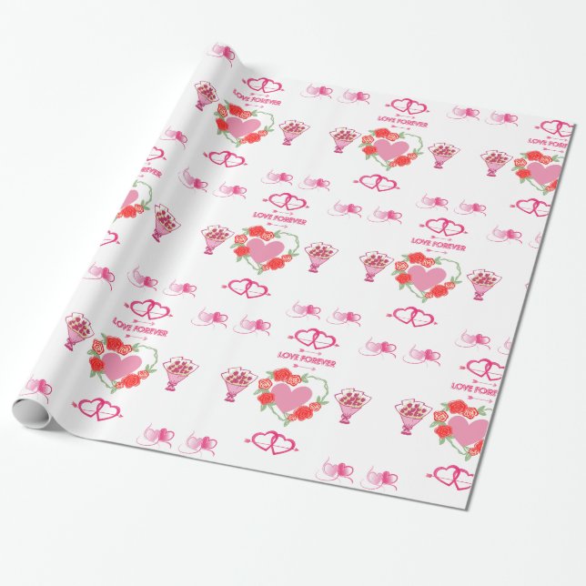 Papel De Presente Belo Amor Caros e Rosas (Desenrolado)