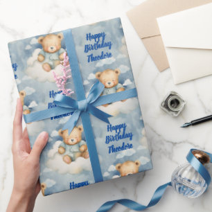 Papel De Presente Belo Bebê Carneiro Personalizado Boys Aniversário