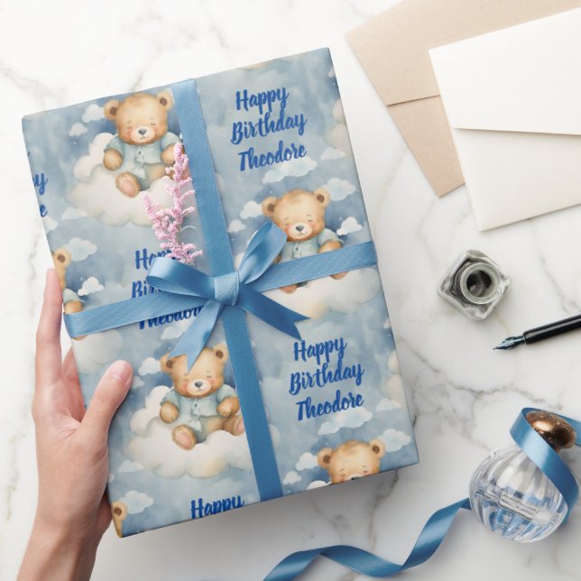 Papel De Presente Belo Bebê Carneiro Personalizado Boys Aniversário (Presentear)