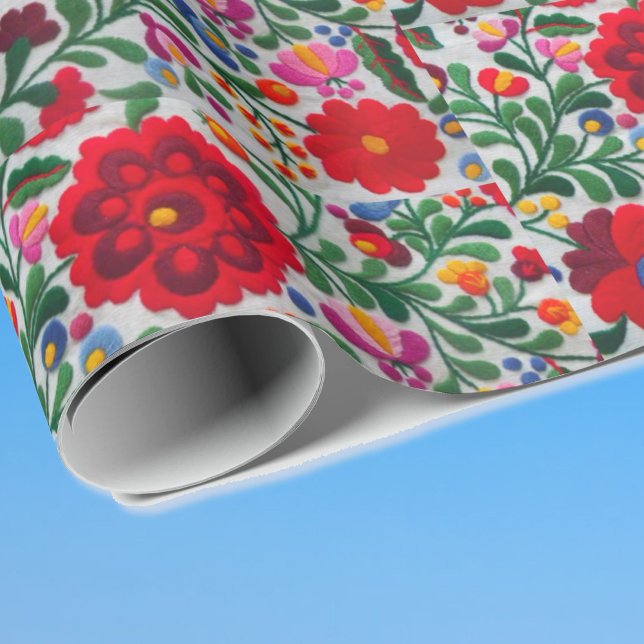 Papel De Presente Belo bordado floral mexicano Wrappi (Criador carregado)