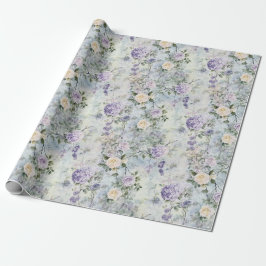 Papel De Presente Belo Casamento Floral de Rosas Lavanda Roxo Branco