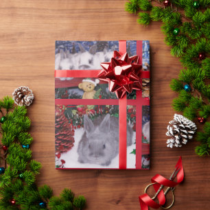 Papel De Presente Belo Coelho de Natal Feliz