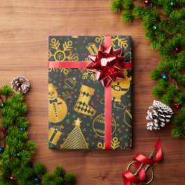 Papel De Presente Belo design de Ano Novo, abeto de um boneco de nev