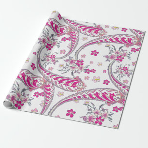 Papel De Presente Belo Design de Arte Rosa Paisley da Boêmia