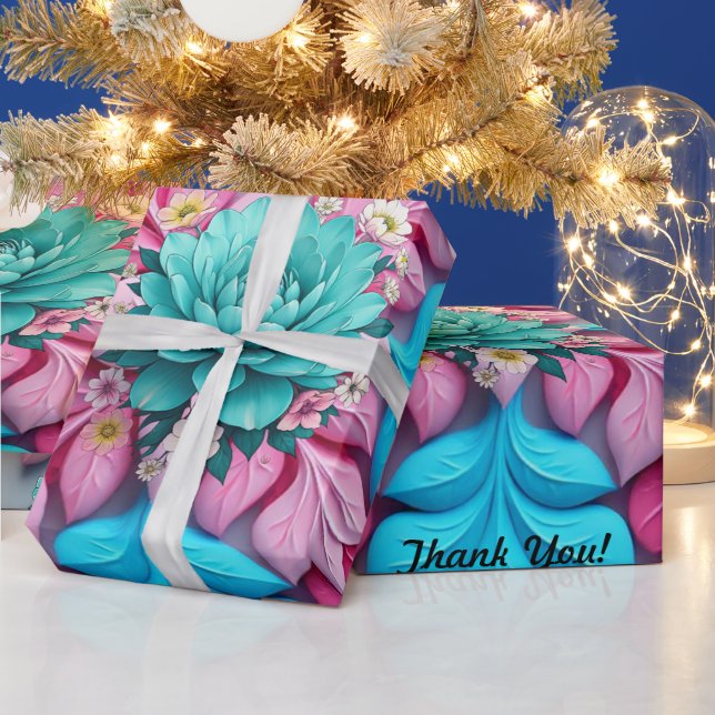 Papel De Presente "Belo Design de Flor" (Feriados)