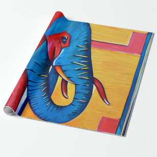 Papel De Presente Belo Elefante Abstrato Artsy