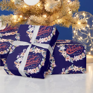 Papel De Presente Belo Feriado Floral de Eid Fúria Muçulmana